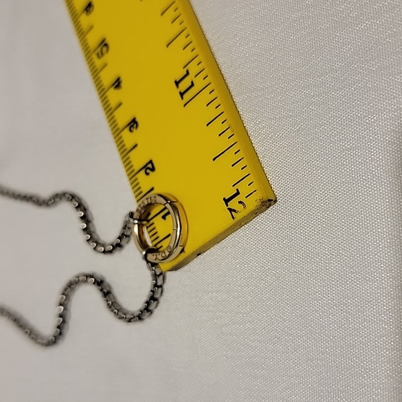 David Yurman Cable Amulet Box Chain Slider Necklace 18K/Sterling Silver 925/750 - Picture 8 of 11